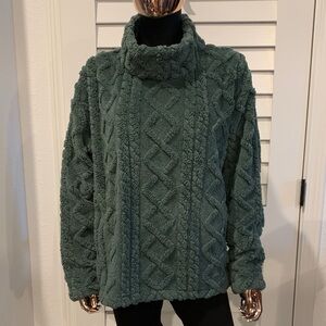 NWOT Eddie Bauer Cozy Green Cable Knit Sweater